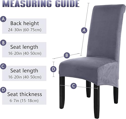 Miniatura 5 de MIFXIN Juego de 6 fundas para sillas de comedor grandes, de terciopelo de gamuza elástica, tamaño XL, fundas de elastano suaves y lavables para