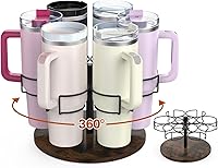 Kssiaz Rotating Stanley 40 oz Water Bottle Organizer Holder - Holds 6 Tumblers, Vintage Brown, Patented Easy Install Cup Accessory