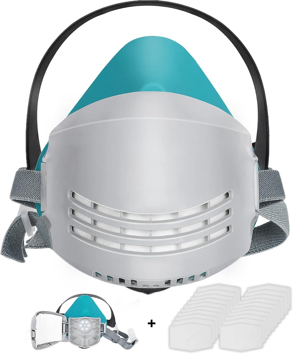 Reusable Half Facepiece with 20 Filters Set Dust Respirator with Replaceable Filters for Painting, Polishing, Welding, Vapor, Woodworking and Other Work Protection