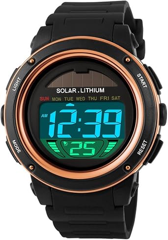 Unisex Solare Digital Orologio Moda LED Outdoor 50M Impermeabile Sport Orologi  da Polso Multifunzionale Elettronica Plastica Lunetta e Gomma Band Orologio  da Uomo Donna Sveglia Calendario (Giallo) : Amazon.it: Orologi