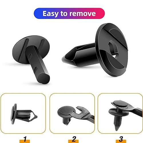 Miniatura 5 de Renyqatt 100 clips de remache de nailon para parachoques de 0.315 pulgadas de repuesto para GM #21030249, Ford # N807389S VW Remaches Auto Push Pin