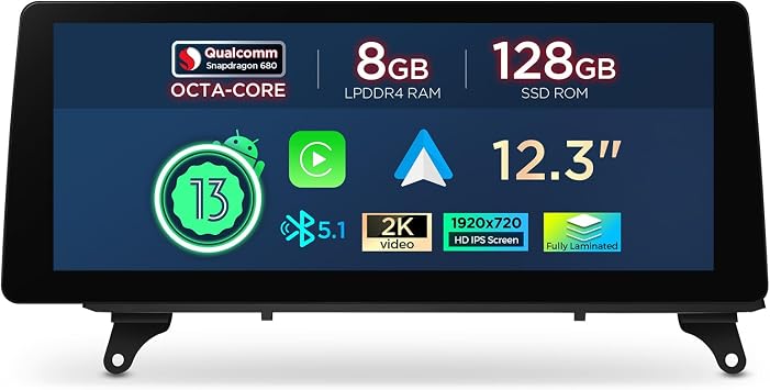 XTRONS 12.3 Inch Android 14 Qualcomm 680 Car Stereo for BMW X5 E70 / X6 E71 2007-2010 CCC System, IPS Touch Screen 8+128GB Car Radio GPS Navigation Support Wireless CarPlay Android Auto