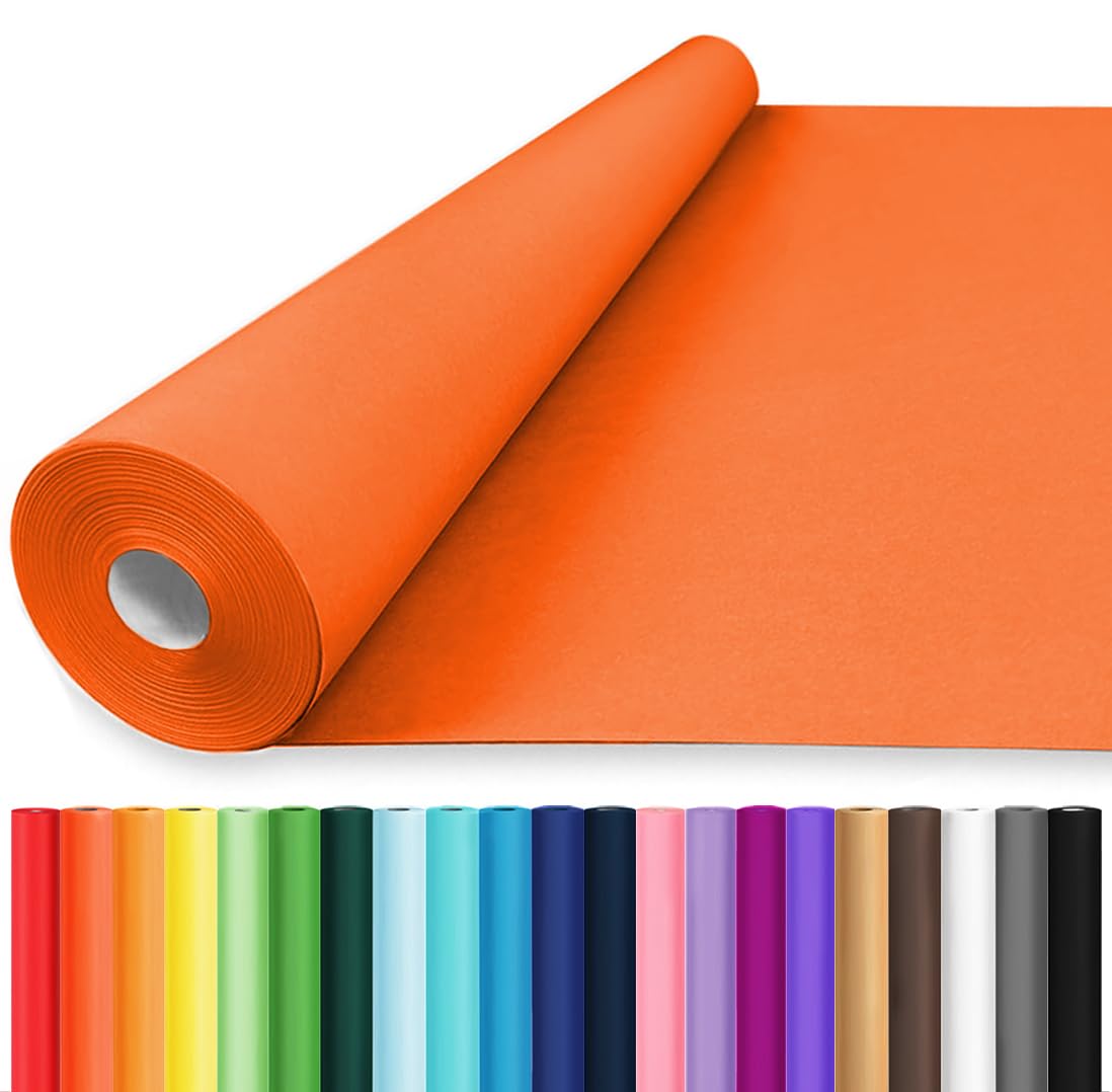 Vanhench 36" x 2400" (200') Orange Wrapping Paper Roll, Solid Color Art Kraft Paper Roll for Halloween Wrapping Birthday Bouquet Flower Crafts Packing Poster Bulletin Board Construction
