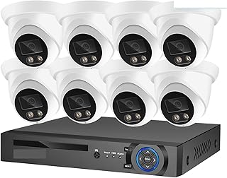 Surveillance Equipment, 4K Security Camera Face Detect Audio CCTV System NVR POE 8MP AI IP Camera Outdoor Color Night Home Video Surveillance Set ,Video Surveillance Equipment ( Size : None , Color :