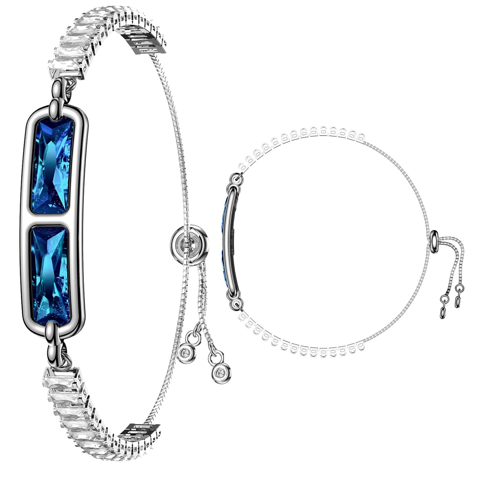 Yihou Smart Bracelet for Women Fitness Tracker Jewelry Fitness Bracelet Smart Band with Sleep Tracker Heart Rate Monitor Diamond for Android iOS Blue Clear
