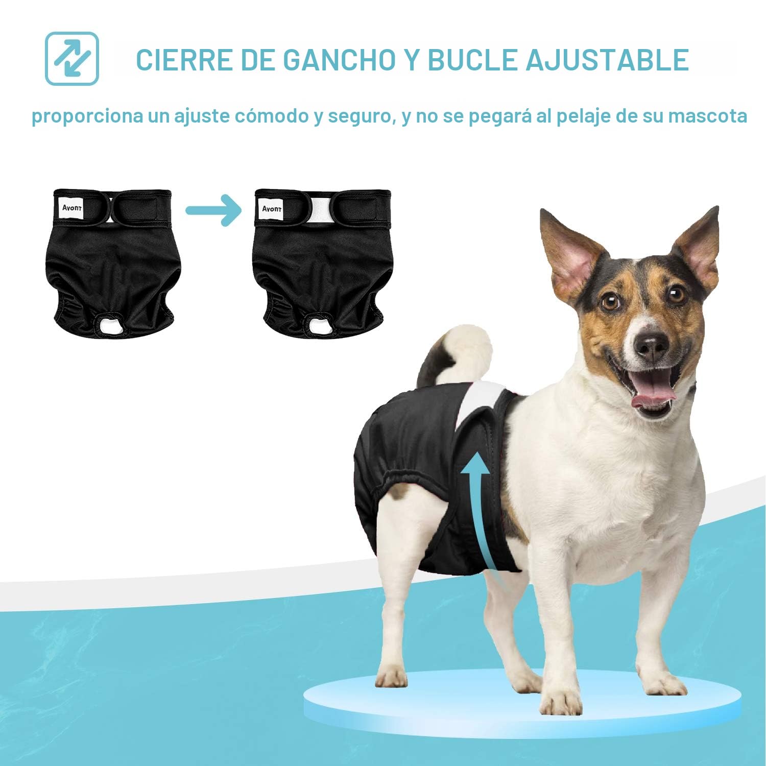 Avont 3 Packs Pañales Lavables para Perra— Pañales Reutilizables Altamente Absorbentes para Mascotas, Bragas Higiénica para Perras en Celo, Incontinencia Canina y Viajes De Larga Distancia -L,Negro