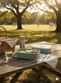 Sızdırmaz Lunch Box – 3 Bölmeli Yemek Kabı | Öğle Yemeği Kutusu | Saklama Kabı | BPA İçermez (Yavruağzı)