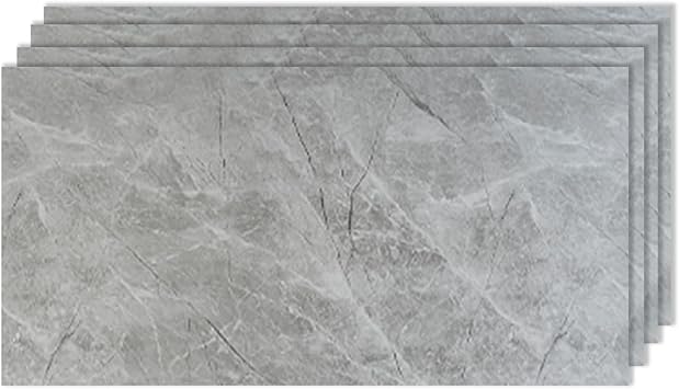IZODEKOR 4 Pcs 24"x48" PVC Marble Wall Panels - Realistic Marble Look, 3D Wall Panels for Shower Tile and Interior Decoration - Covers 30 Square Feet - Silver Mist