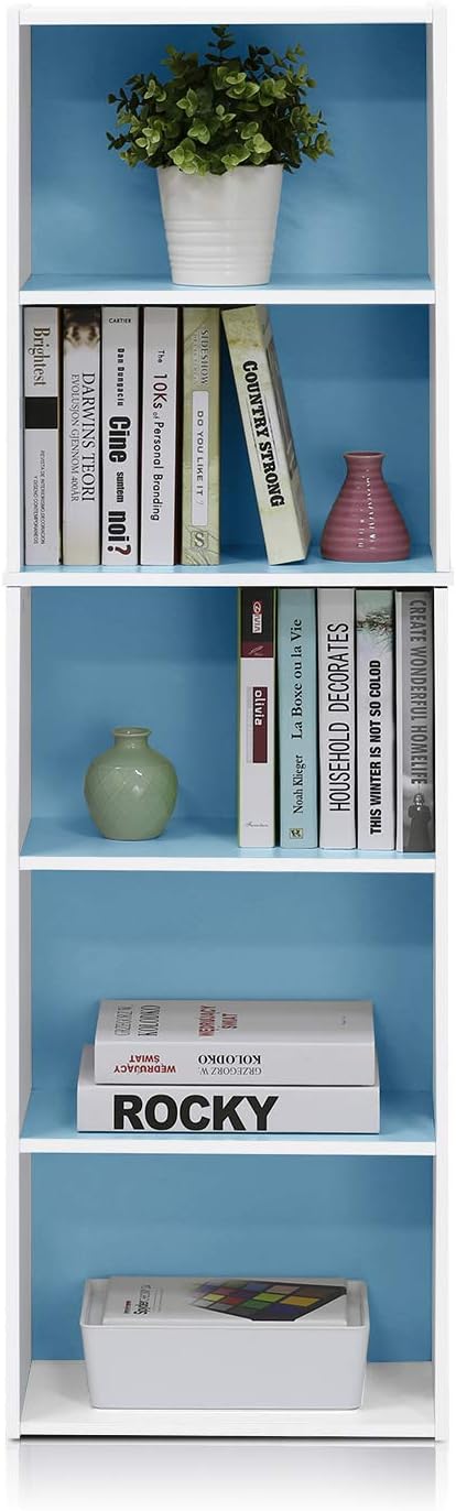 Furinno Luder 5-Tier Reversible Color Open Shelf Bookcase, Amber Pine
