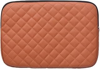 حافظة لاب توب جلد بتصميم مضلع كلاسيكي وسوستة لحماية اللاب توب مقاس 15.6 بوصة من اكسيسوريز شوب، لون هافان