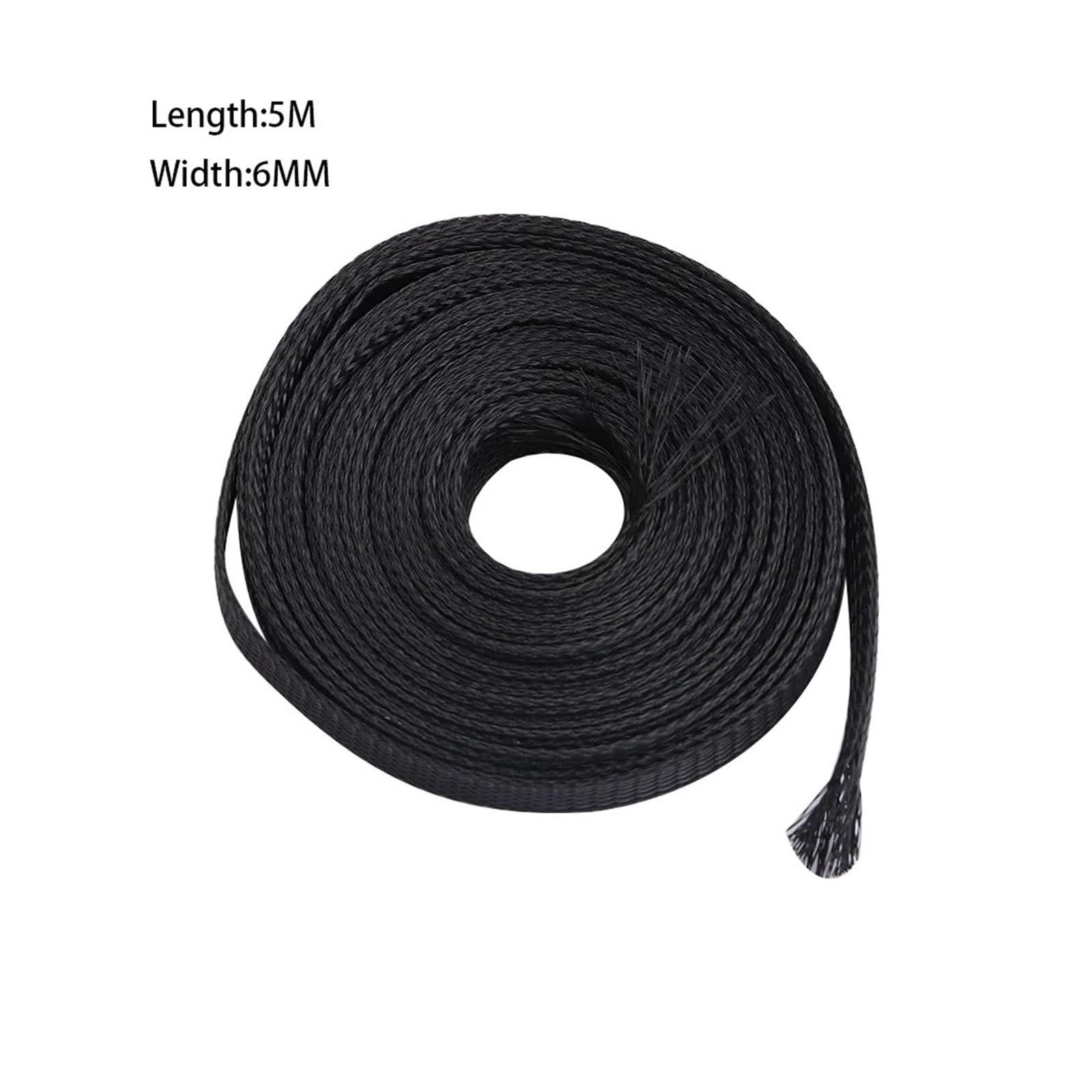 Funda trenzada de PET de 4 a 25 mm, protección de cable, aislamiento de alambre, funda trenzada expandible para cableado de automóvil, hogar, oficina (negro-6 mm, 5 m)