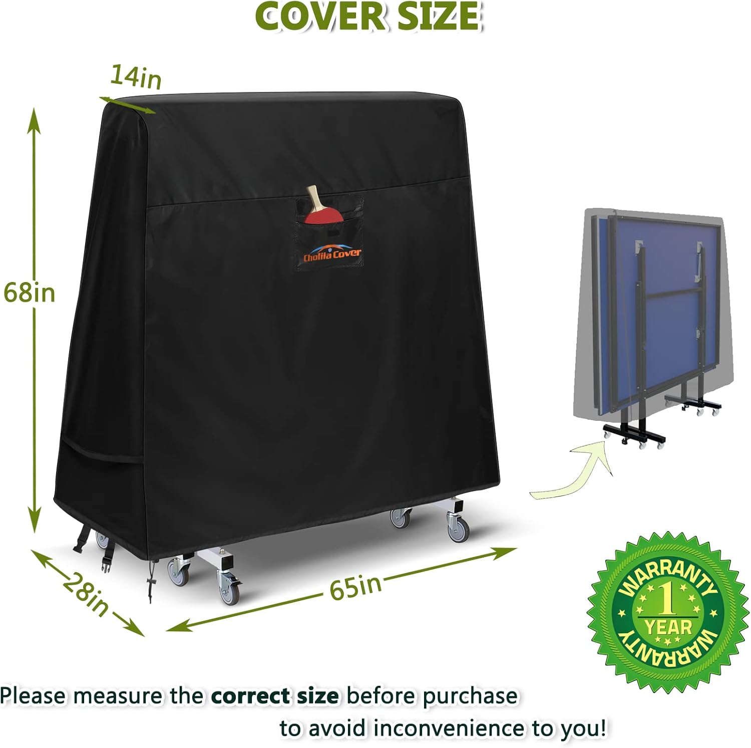 Ping Pong Table Cover, Premium Thickened 420D Durability Oxford Fabric Ping Pong Table Cover, All Weather Resistant with Waterproof Strip Outdoor Ping Pong Table Cover Waterproof