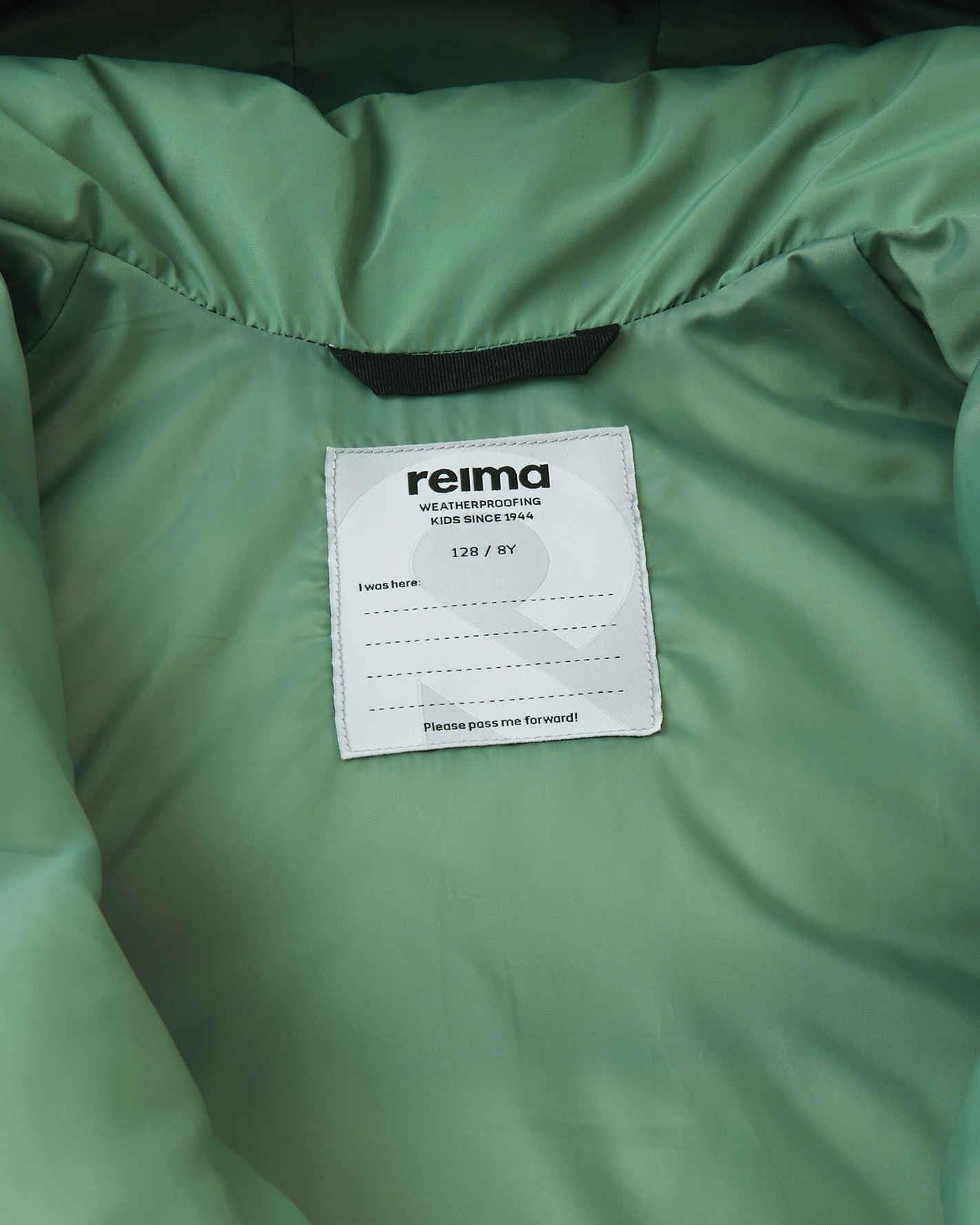 Reima Toukola (5100364A-8680) dziecięca kurtka zimowa, zielona, wodoszczelna, oddychająca, wiatroszczelna, z kapturem, ciepła, wygodna 110