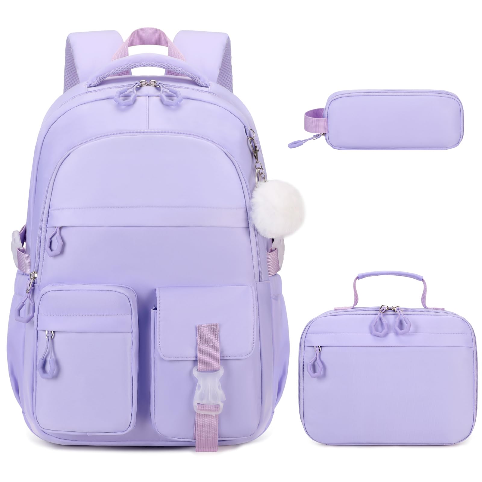 DIGOBAY 3PCS Girls Backpack for School, Kids Backpack for Girls with Lunch Bag Pencil Case, Kids Bookbag Teen Girl Backpacks for Elementary Middle