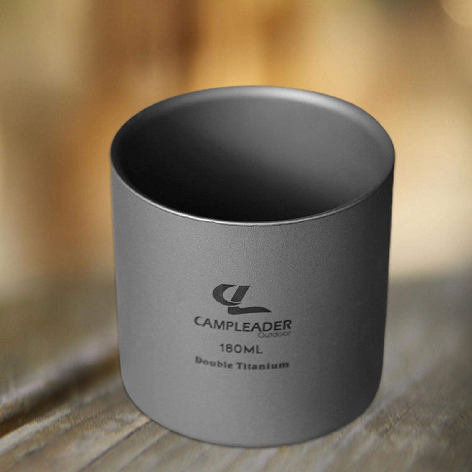 Titanium Cup 120ml/180ml/300ml Portable Camping Picnic Water Cup Mug,Double-Layer Lightweight Camping Mug With Sandblasted Surface, for Outdoor Picnic Backpacking (180ML)