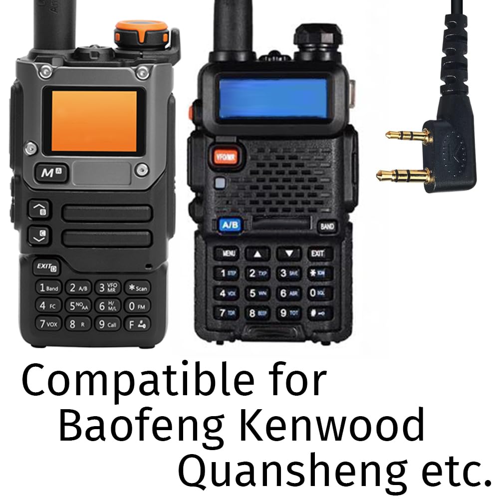 HYS Auriculares en Forma de D con micrófono PTT Compatible con Baofeng UV-5R UV-82 BF-888S Kenwood Quansheng UV-K5 K6 Wouxun Walkie Talkie (10)