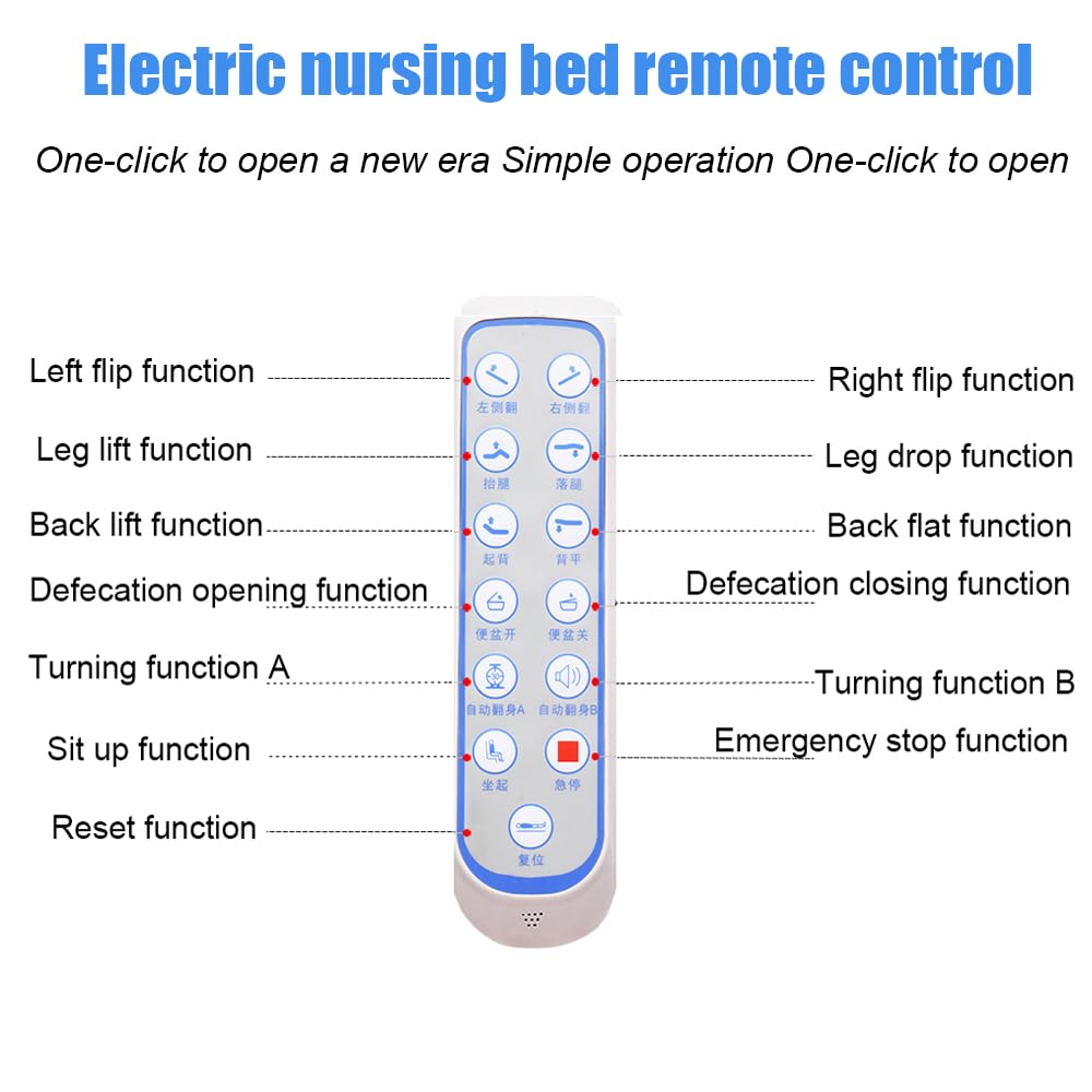 Letto ospedaliero elettrico Premium per terapia intensiva, inclinazione laterale, letto medico elettrico con materasso e asta portaflebo, tavolo da pranzo e ruote da con freno (bed)