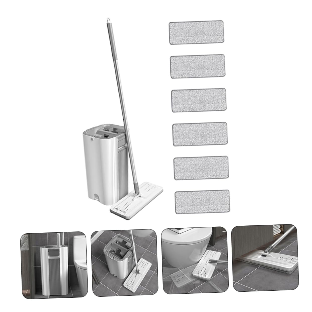 Cabilock 1 Juego Fregar Trapeadores De Piso Fregona Plana Fregona Seca De Piso Fregona De Limpieza del Hogar Trapeador De Polvo De Mano Plumero Acero Inoxidable Accesorios Familiar