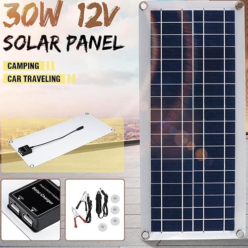 CAJUCA 30W Lightweight Solar Panel, Portable Flexible Solar Panel, Outdoor Solar Power Charger for Cycling, Climbing, Hiking, Camping, Traveling