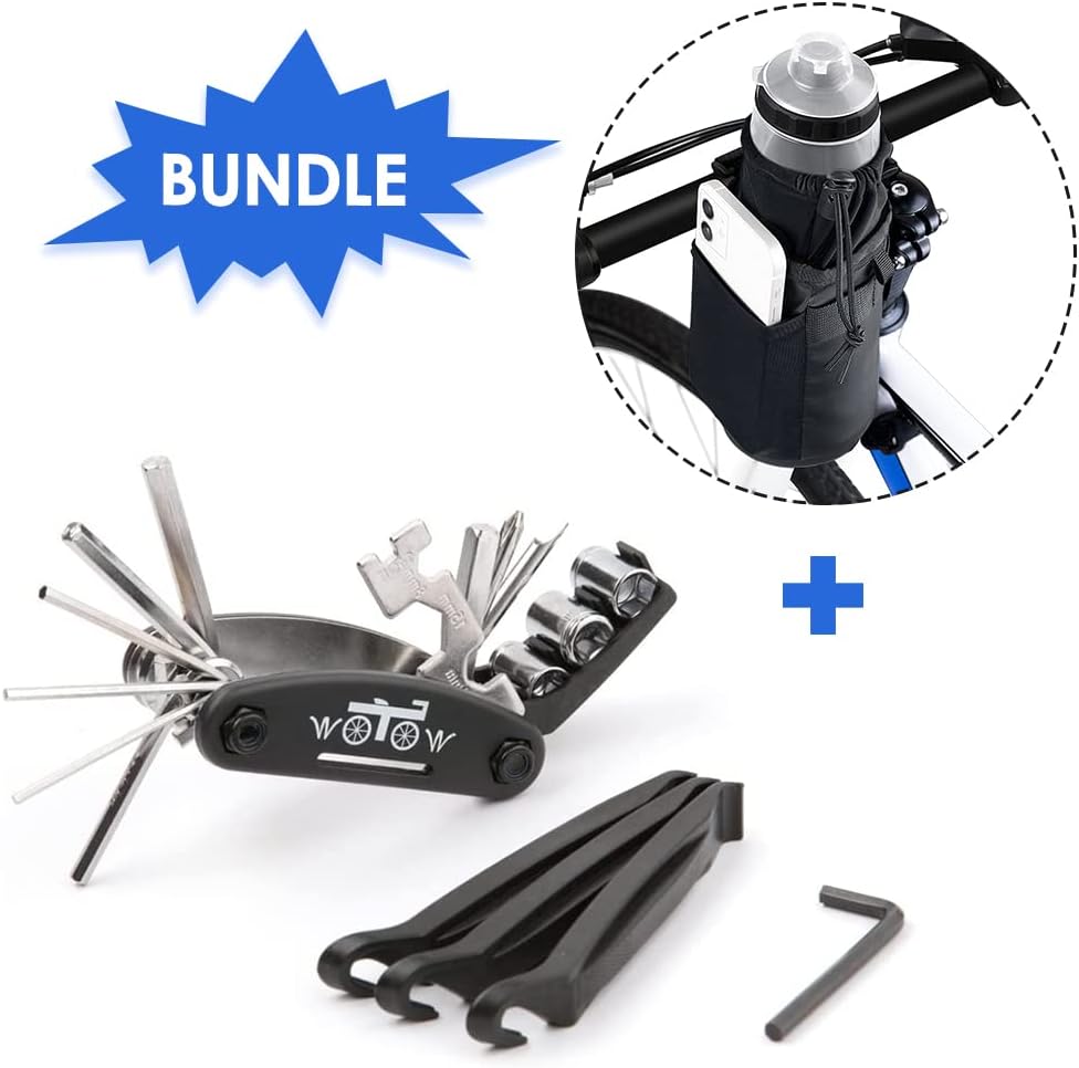 WOTOW Product Image Bike Repair Tool Kit + Bike Water Bottle Holder Bag (Bundle) : Sports & Outdoors