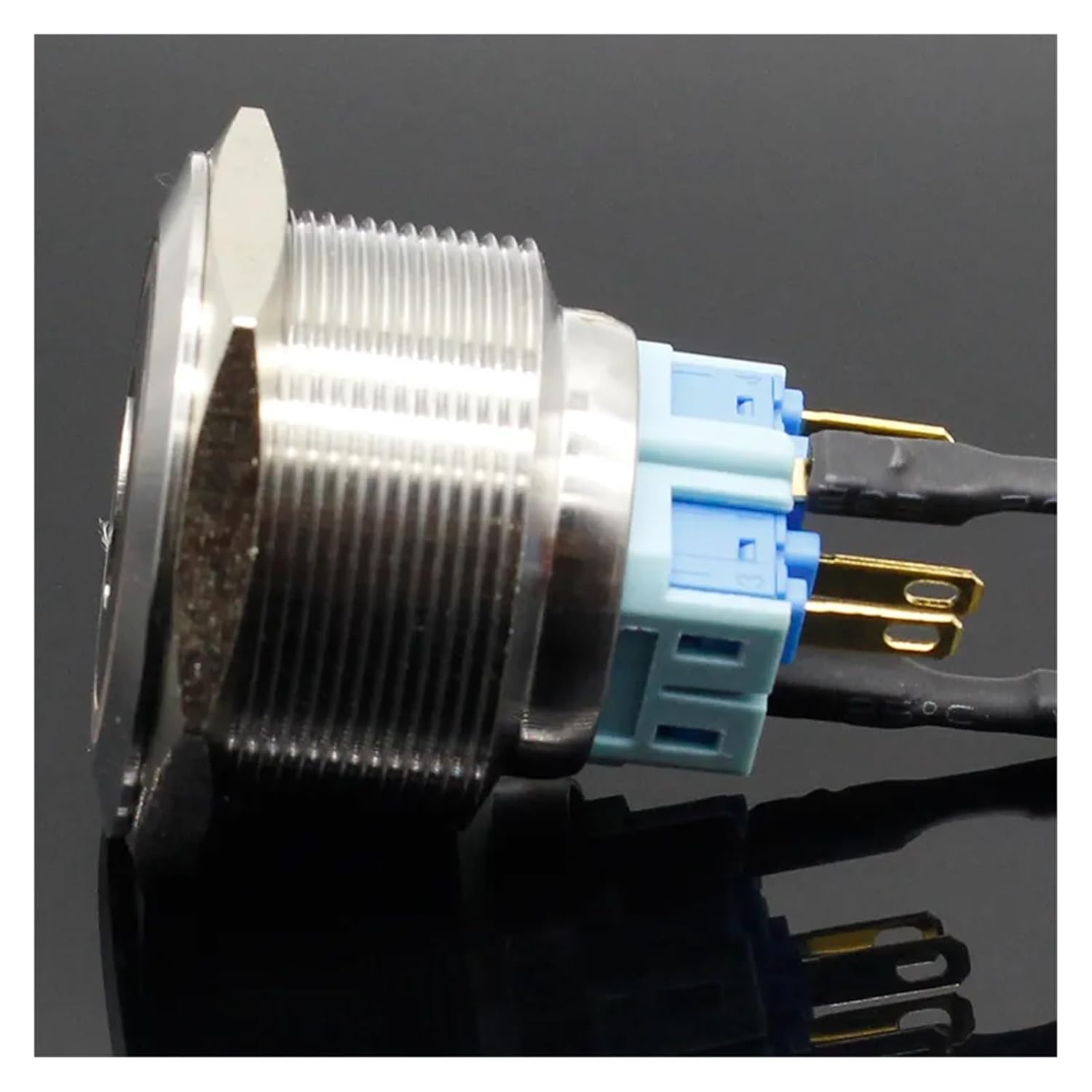 1 Piece 30mm Metal Stainless Steel Waterproof Momentary/Lock LED Push Button Switch Car Engine Starter PC Power Symbol(Yellow,Momentary,220V)