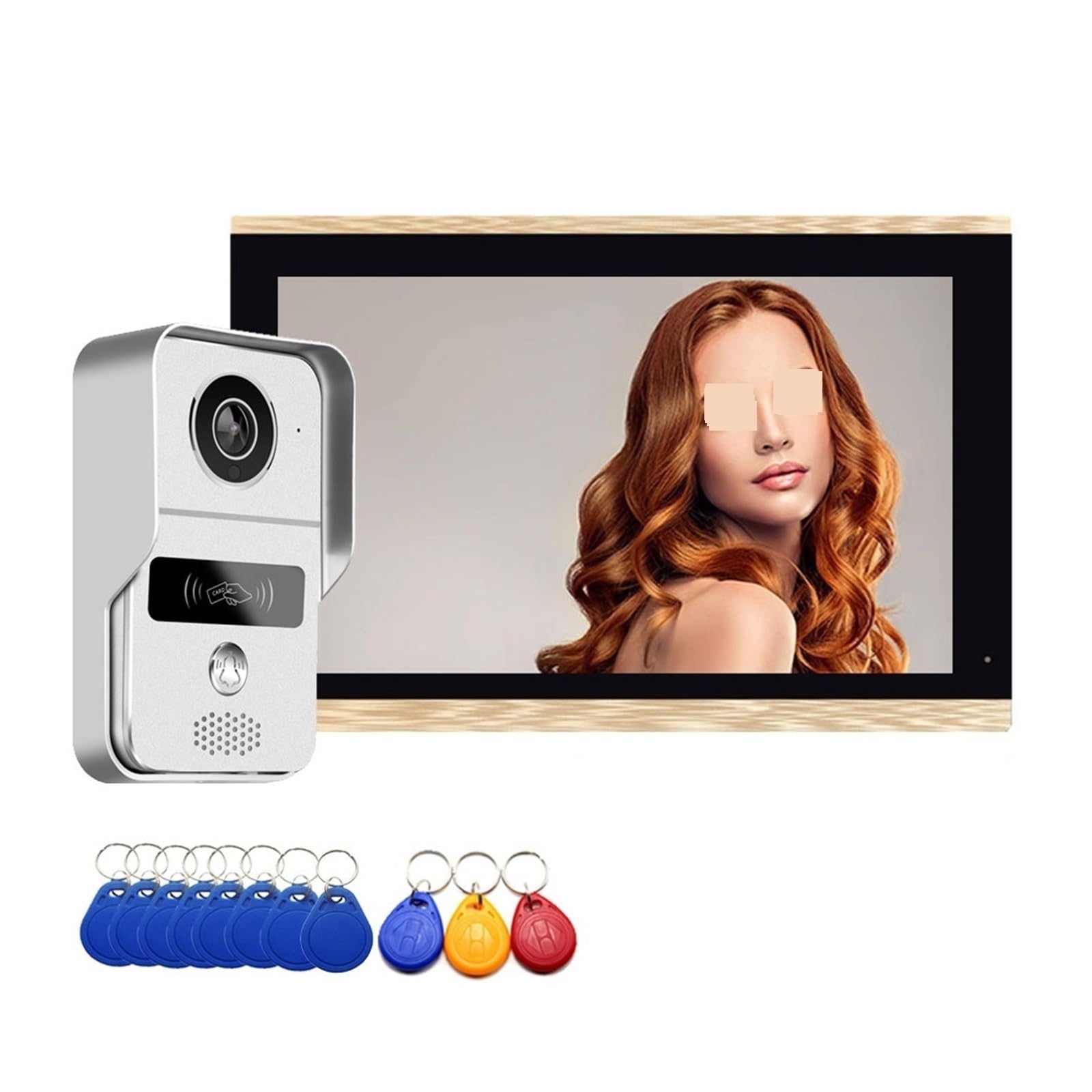 10 Cal Monitor Z Ekranem Dotykowym Bezprzewodowy Wifi Inteligentny Wideodomofon Domofon Kamera Dzwonkowa Przewodowym Dzwonkiem 1080P Dwukierunkowa Transmisja DźWięKu(Gold LCD add 32G TF Card)