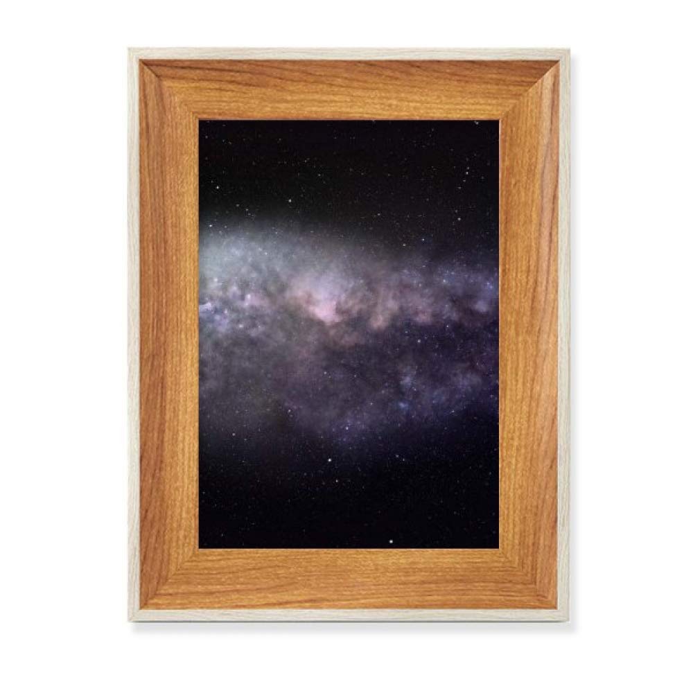 Cadre photo elliptique en bois d'artisanat avec motif nébuleuse cosmique premium