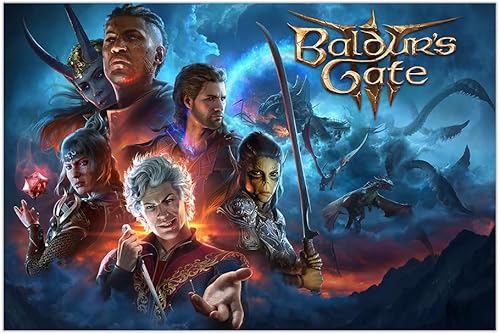 KANCAIGOU Baldurs Gate - Póster de 3 juegos, impresiones en lienzo, póster de arte de pared (5,24 x 36 pulgadas, sin marco)