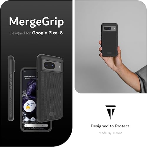 Vista 52 de TUDIA MergeGrip - Funda para Google Pixel 7a 2023, [probada en caídas de grado militar] borde elevado para protección de pantalla y cámara, doble