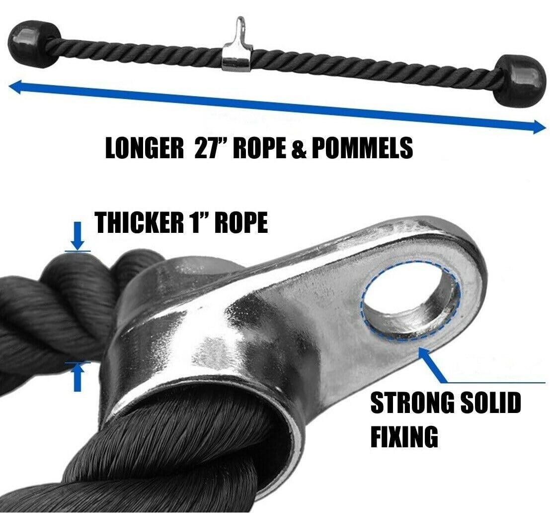 Sporttrend 24 Kabeltrek Handgreepset – 5 Stuks, Waaronder Roeigreep, Triceptouw En SZ-stang, Met Karabijnhaken Voor Krachttraining En Revalidatie