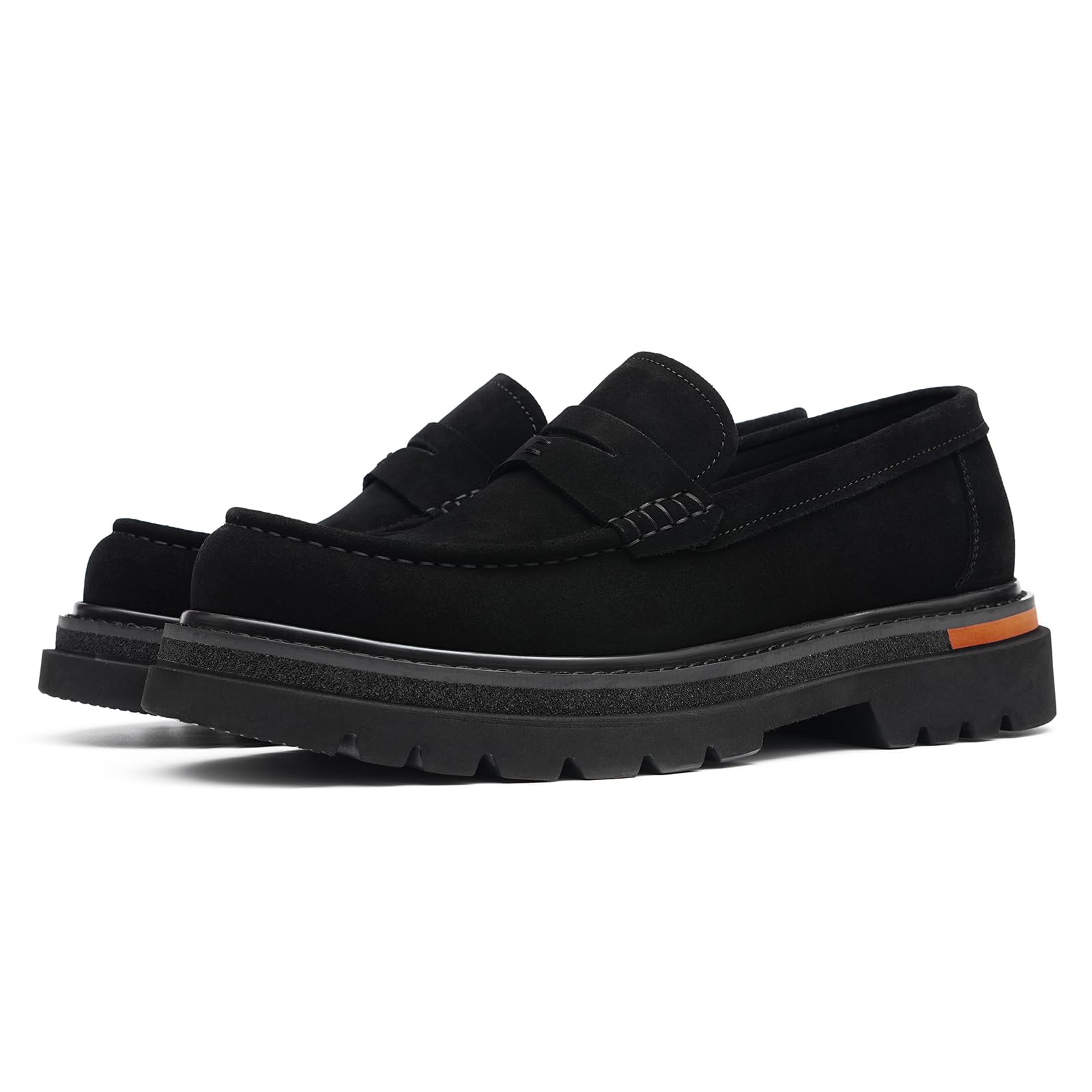 Generisch Herren Retro Bequeme Dicke Sohle Loafers Wildleder Freizeit Mokassins Slip On Schuhe