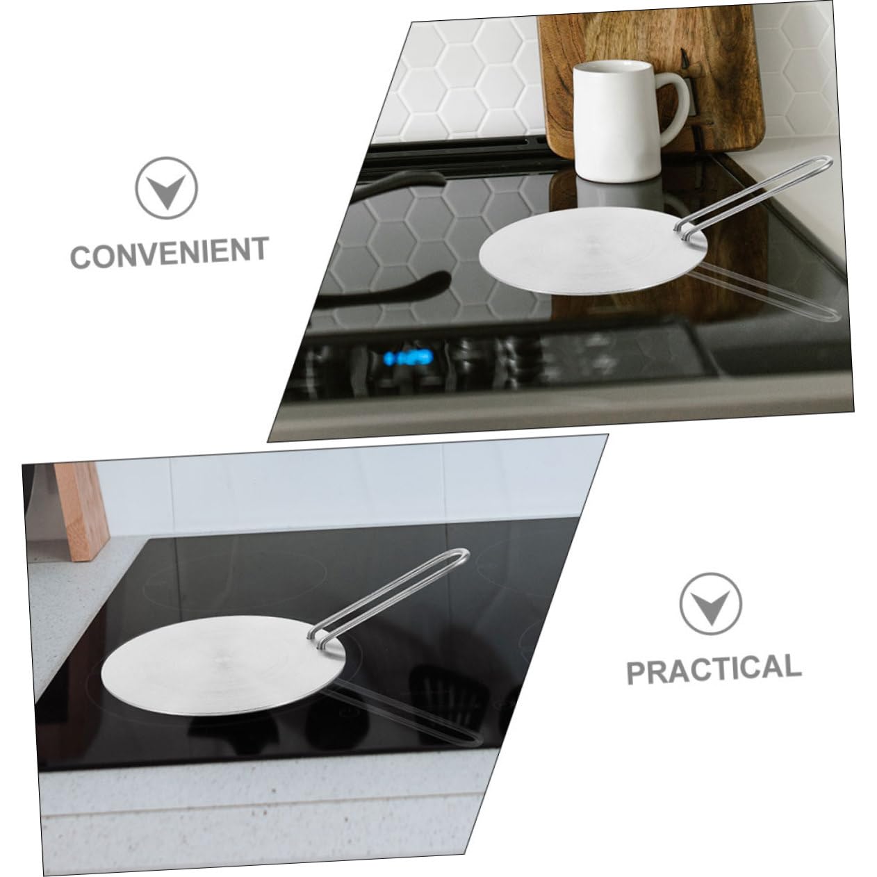 Ipetboom 1 Juego Adaptador de Placa de Inducción Inoxidable con Difusor de Calor para Cocinas Eléctricas y Utensilios para Sartenes