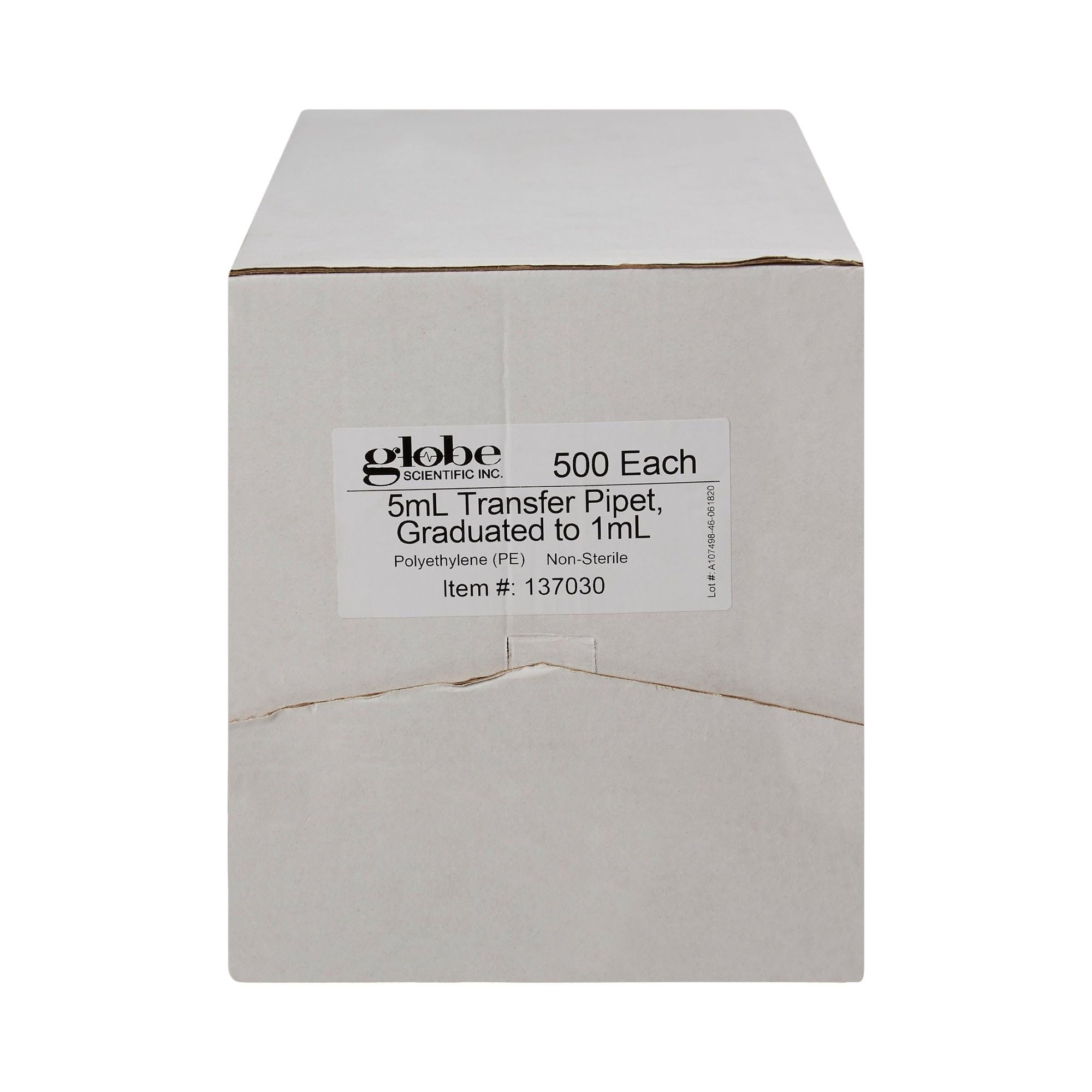 Globe Scientific 137030-500 - Pipetta graduata in LDPE, grande lampadina, non sterile, lunghezza 145 mm, capacità 5 ml (confezione da 500)