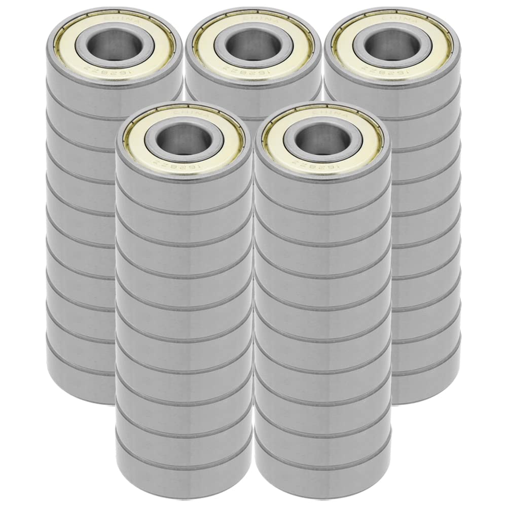 [50-Pack] 1628-ZZ - Premium Deep Groove Radial Ball Bearing 0.625 in x 1.625 in x 0.5 in (ID x OD x Width) | 15.875 mm x 41.275 mm x 12.7 mm (ID x OD x Width) with Double Metal Shield