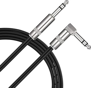Donner TRS Cable 6 ft, Balanced Stereo Patch Cable - Sturdy No Hum 1/4” Male Right Angle to 1/4” TRS Male Straight Cord, Black
