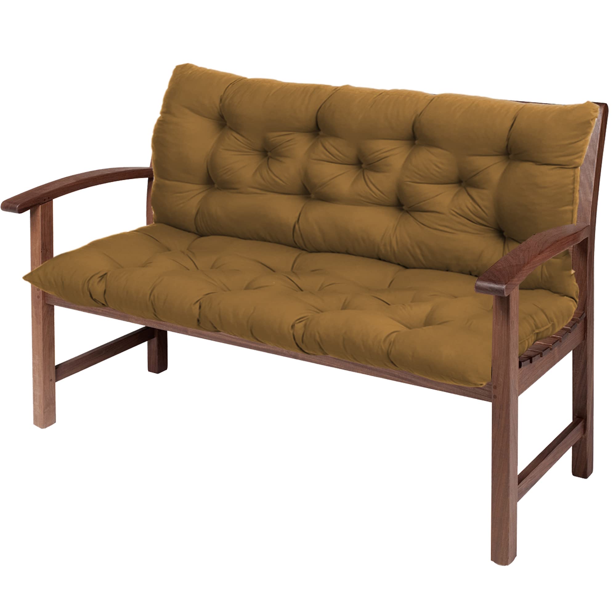 Cuscino spesso per interni per mobili da 2 o 3 posti, 150 x 100 x 8 cm, morbido cuscino di ricambio per sedia, divanetto, altalena, cuscino imbottito per panca color cachi.