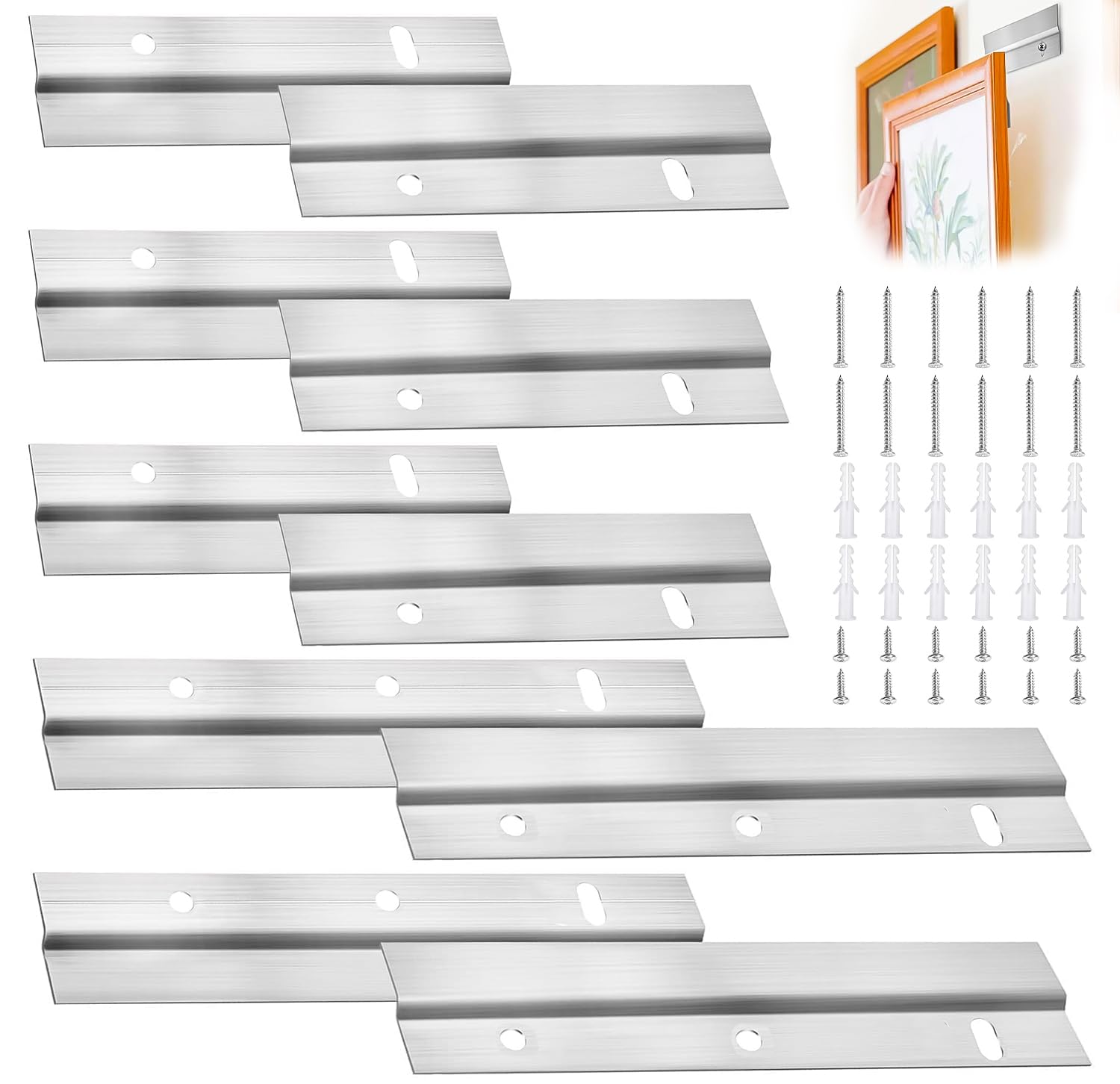 FVIEXE 20 ganci a Z in metallo resistente, con clip a Z per appendere cornici, specchi, testiera, montaggio a parete, kit di ferramenta
