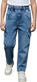 Perfect for a Day in the Park or Playdate, This Pair of Jeans. It has a Drawstring Waist, Tonal, Faded Patches, Embroidere... Price In India