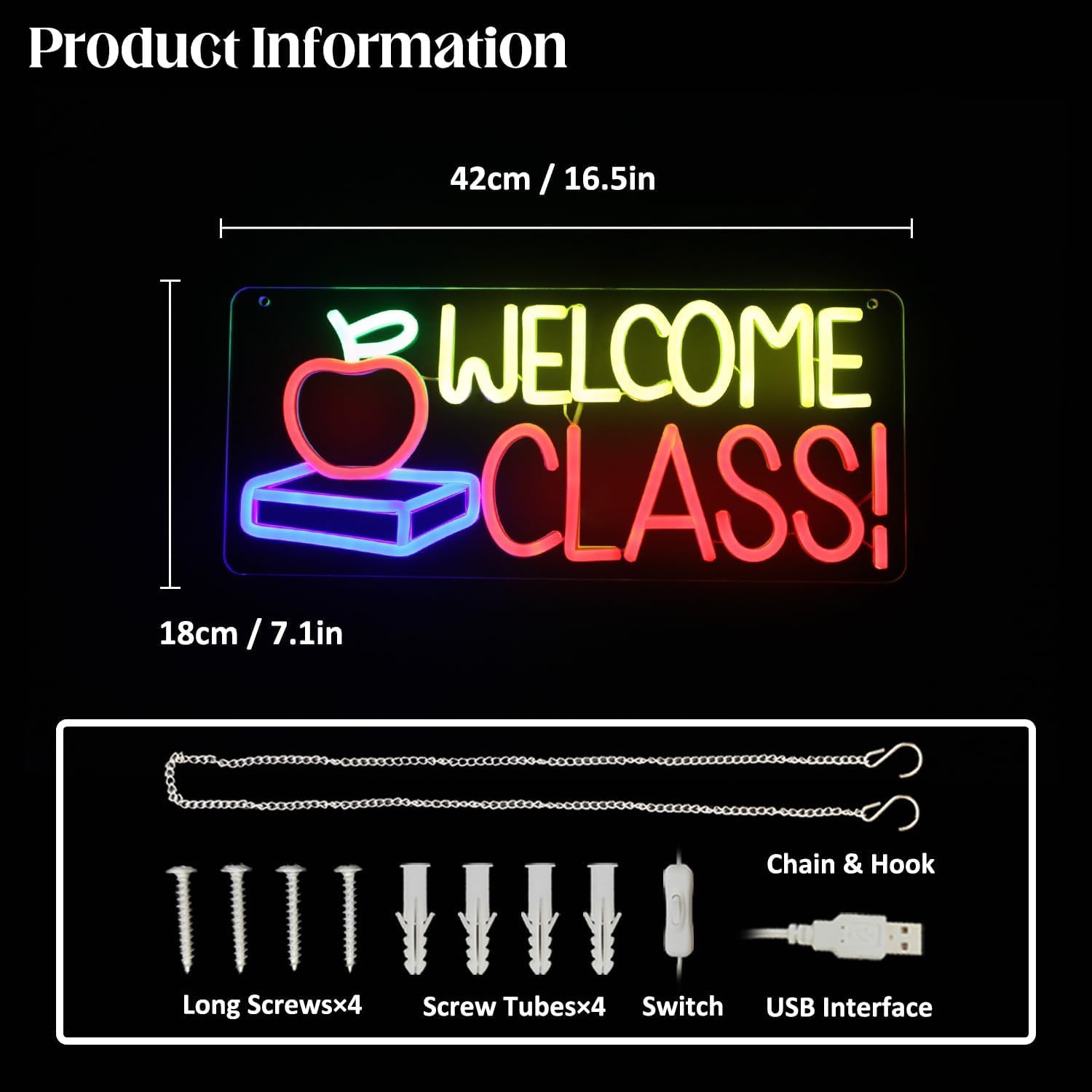 Welcome Class neonowe znaki LED, klasa powitalna, artystyczne, ściemniane, akrylowe światła do sypialni, klasy, szkoły, biblioteki, księgarni, dekoracja ścienna
