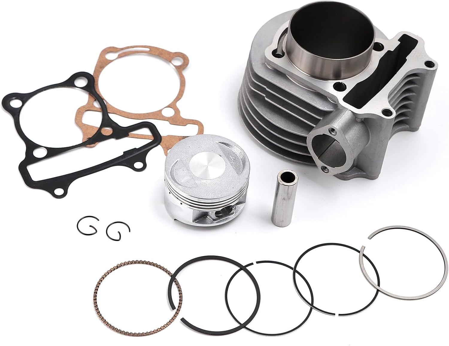 Minho GY6 61mm/2.40" Cylinder Top End Rebuild Kit with Piston Ring Gasket Made of Aluminum Alloy,Compatible with Chinese GY6 4-stroke 170cc 152QMI 157QMJ Engine,61MM