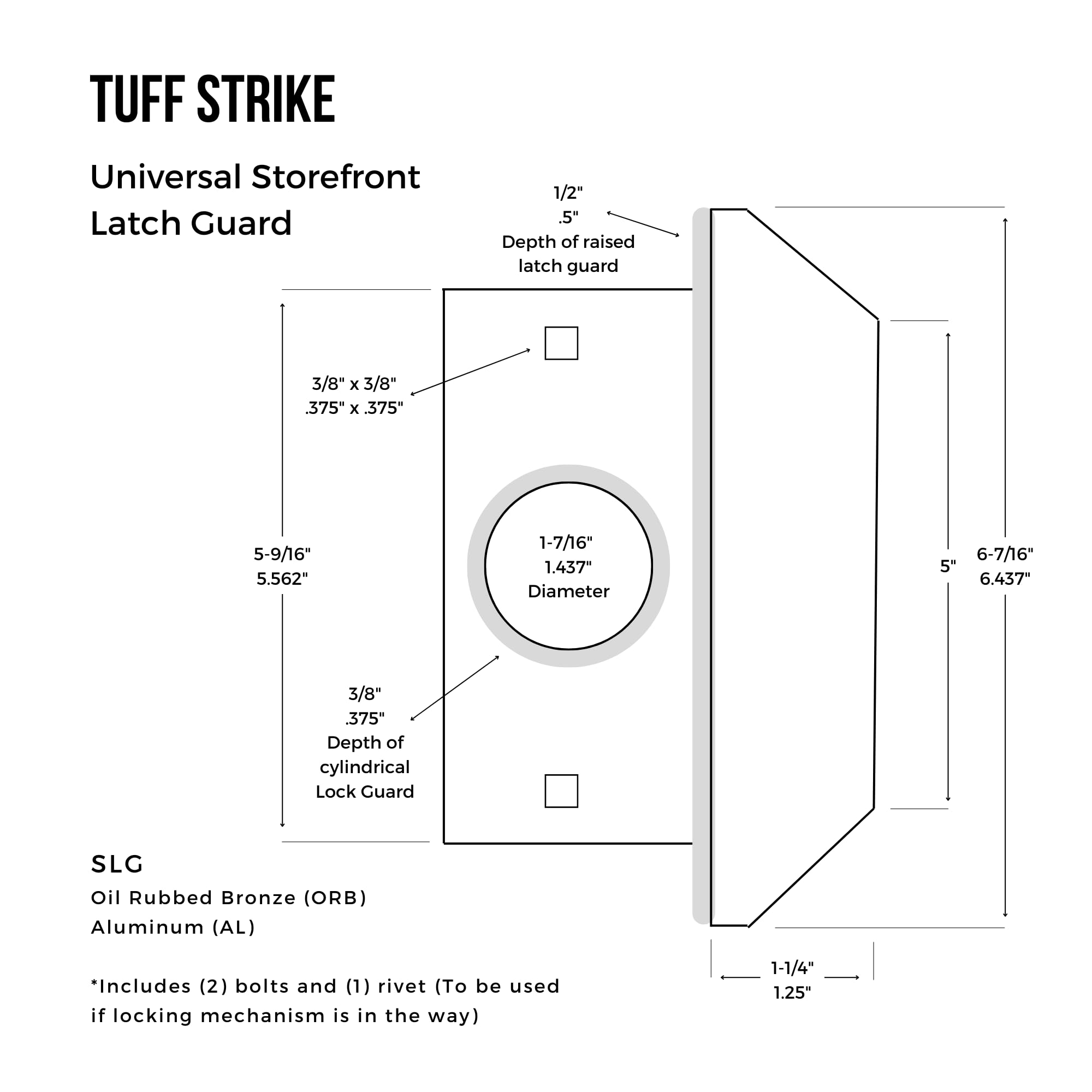 Plaque de verrouillage en acier pour portes battantes | Sécurité de porte commerciale | Protection universelle | TUFF STRIKE | Aluminium