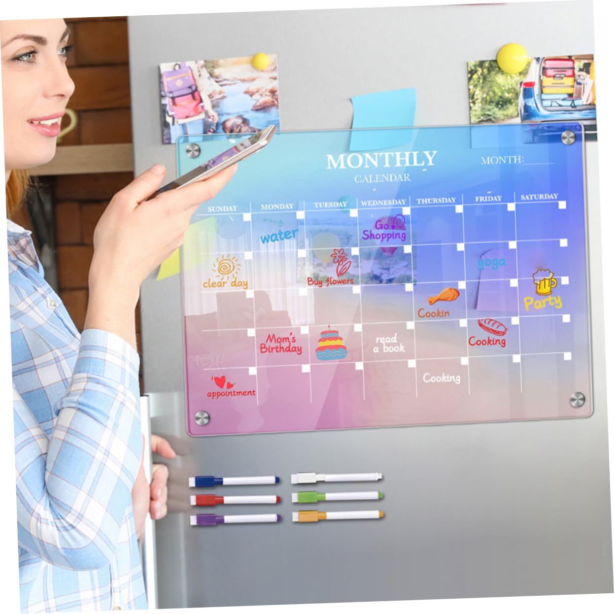STOBOK Monatsplaner Trocken Abwischbar Aus Magnetischer Kühlschrankkalender Essensplanungstafel Monatliches Whiteboard Für Küchenplanung