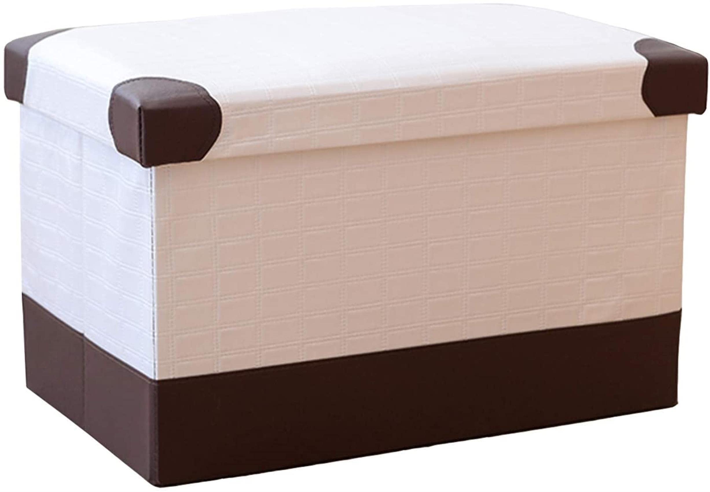 Tabouret de rangement pliable en cuir avec coffre gain de place