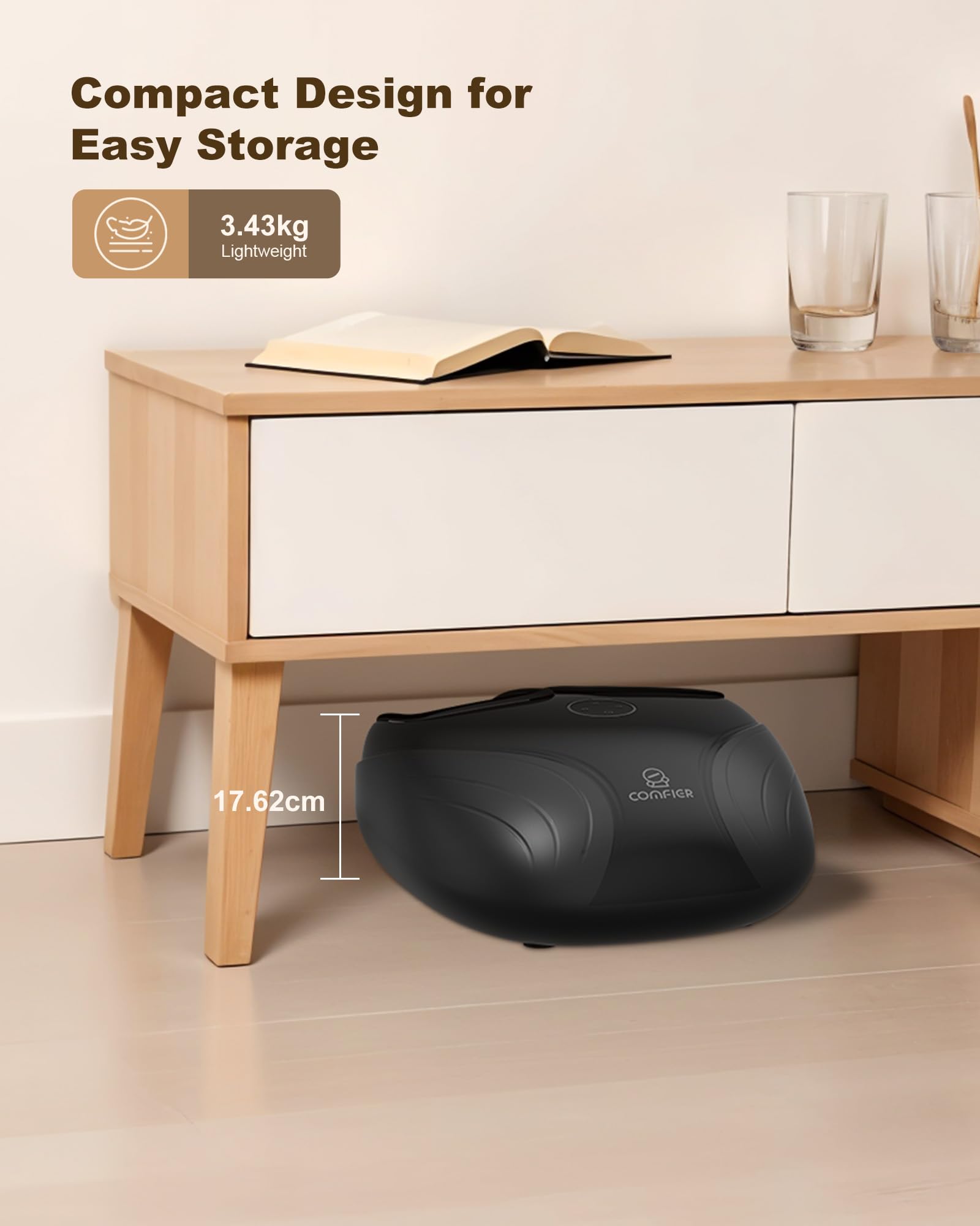 COMFIER Fußmassagegerät mit Wärme, Shiatsu-Fußmassagegeräte für Schmerzen und Durchblutung, Plantarfasziitis, tiefes Kneten, Kompression, elektrisches Fußmassagegerät, Geschenke für Frauen, Männer