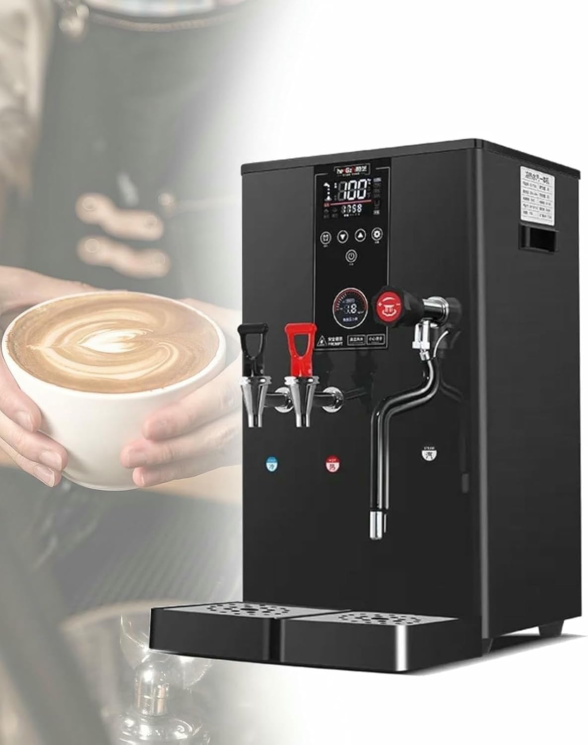 Electric Coffee Frothing Machine Automatic Milk Steamer Commercial Milk Frother, Professional Steam Stainless Steel Milk Machine for Coffee