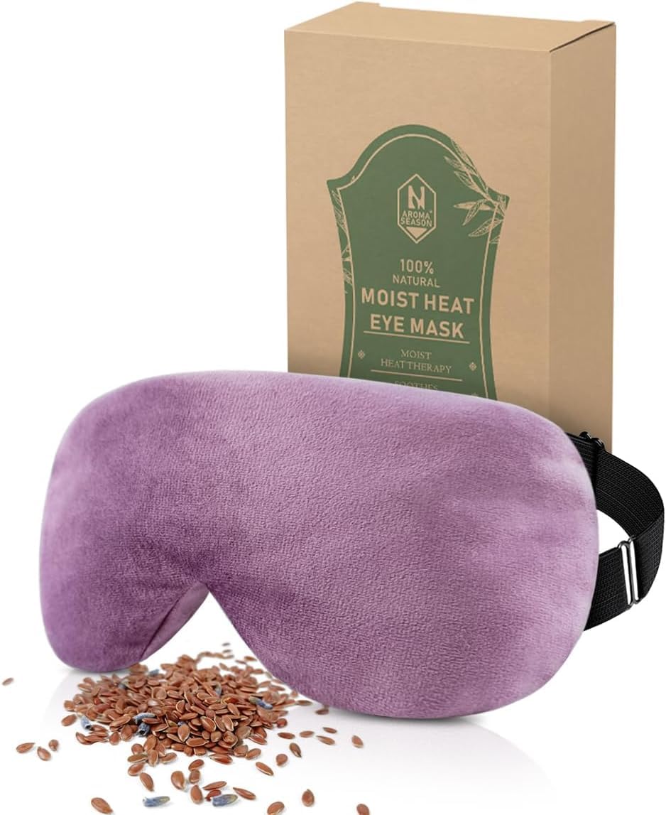 Aroma Season Warm Eye Compress For Dry Eyes, Moist Heat Flaxseed Lavender Scent Microwave Heating Mask for Dry Eyes, Stye, Belpharitis, MGD, Migraine Headache Relief (Purple)