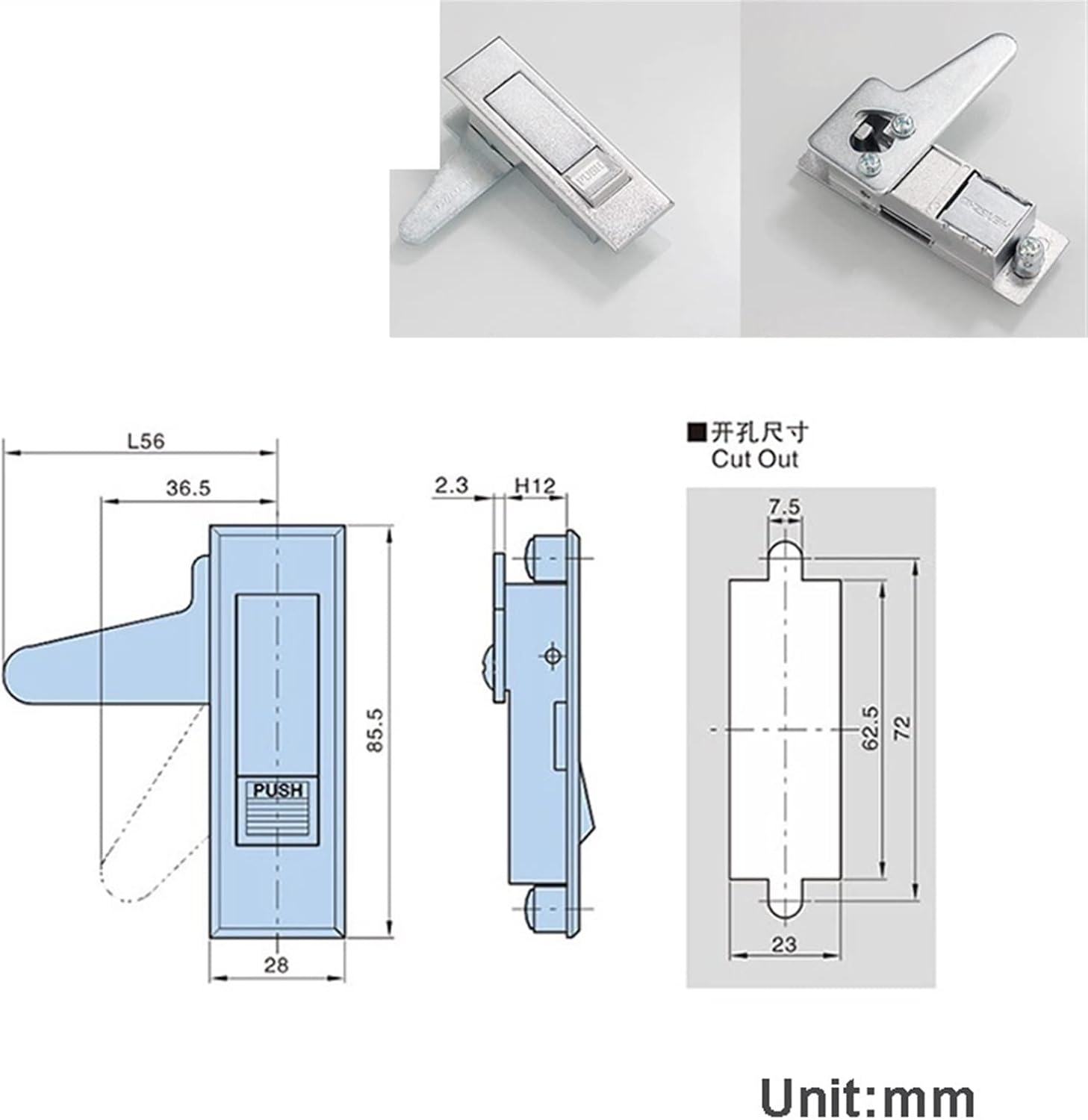 Keyless Key Handle Cabinet Lock for Electronical Locker Truck Bus Car Yacht Boat Train Air Box MS498 D 1Pcs(603-3-2W)