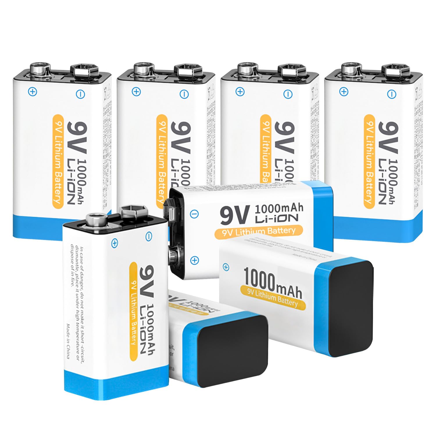 Pilas Recargables de 9V 1000mAh Alta Capacidad 6F22 PP3 6LR61 con Cargador para Detectores de Humo, Multímetros, Mandos a Distancia, Guitarra Eléctrica, Micrófono Inalámbrico (8 Piezas)