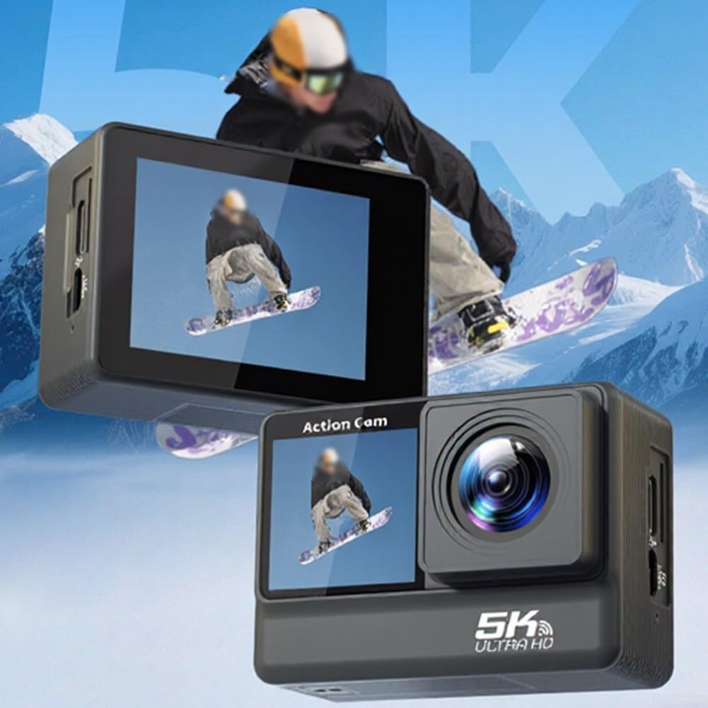 per 5k Action Camera Stabilizzazione EIS Compact ABS Grigio per | per risoluzione 5k, tecnologia EIS, video fluido, design compatto, finitura grigia, pronto per esterni