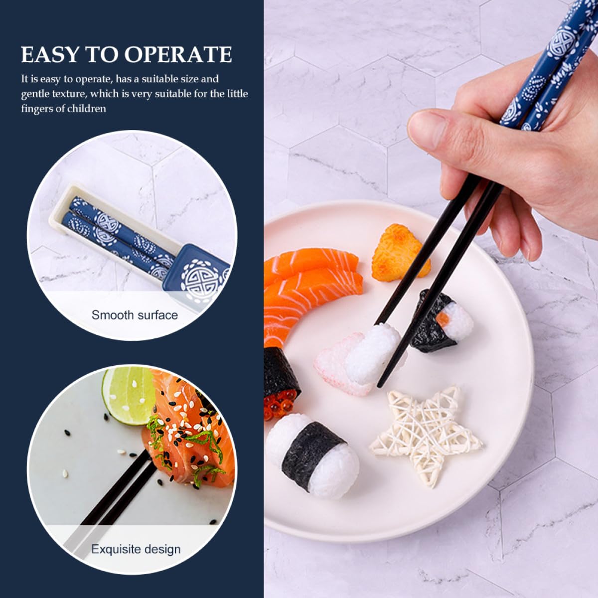 Lurrose 2 Juegos de Palillos de Madera Natural Antideslizantes con Estuches Plegables Portátiles para Sushi y Comida Asiática Caja Organizadora Compacta Roja y Azul para Viaje y Hogar